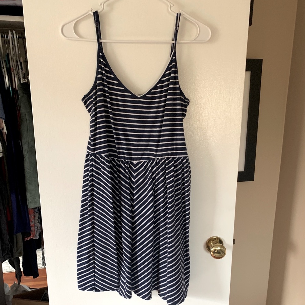 Navy and white stripe dress